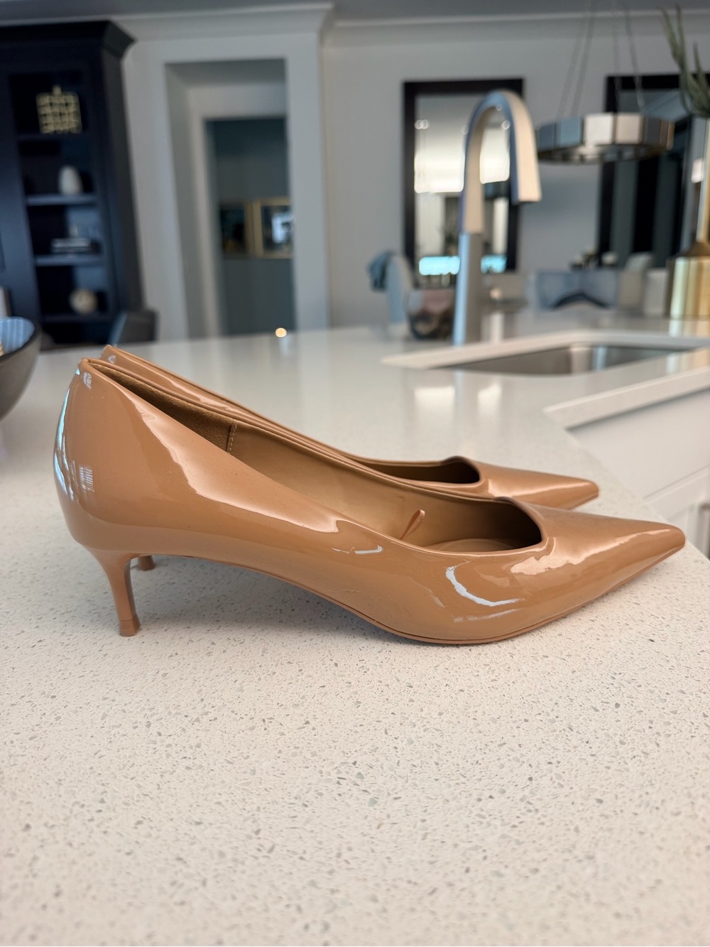 Nude Patent Kitten Heel Pumps - Women's ZARA